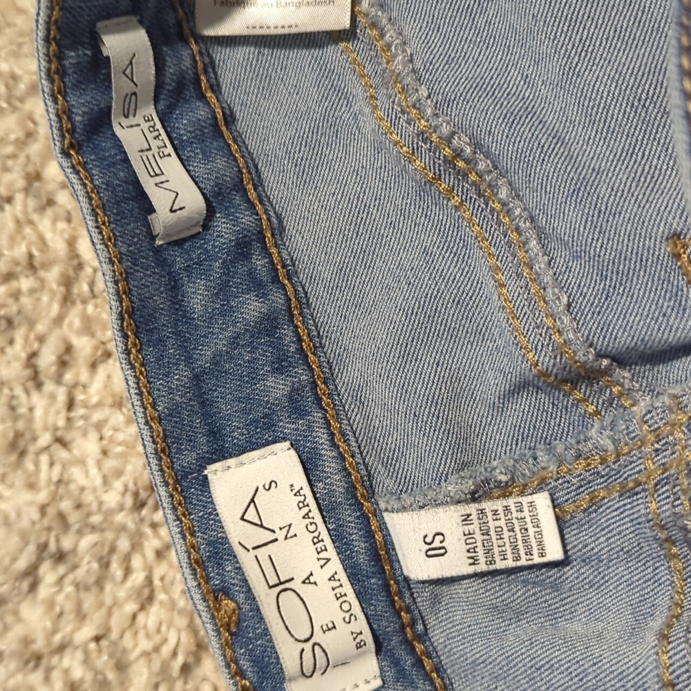 Sofia Jeans Side Panel Melisa Flare Button Front Size 0 Short Y2K Style - Picture 9 of 13